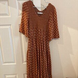 Christy Dawn Basil Dress Block Print Rust XS/S